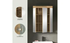 Badezimmerspiegelschrank SCHLOONSEE, Breite 60cm, 3 Spiegeltüren, 9 Fächer, 6 Einlegeböden, in verschiedenen Farben erhältlich, Badmöbel, Spiegel, Badschrank, Bad Schloonsee