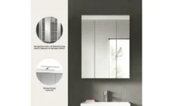 Badezimmerspiegelschrank SCHLOONSEE, Breite 60cm, 3 Spiegeltüren, 9 Fächer, 6 Einlegeböden, in verschiedenen Farben erhältlich, Badmöbel, Spiegel, Badschrank, Bad Schloonsee