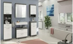 Badezimmerspiegelschrank SCHLOONSEE, Breite 60cm, 3 Spiegeltüren, 9 Fächer, 6 Einlegeböden, in verschiedenen Farben erhältlich, Badmöbel, Spiegel, Badschrank, Bad Schloonsee