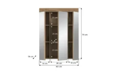 Badezimmerspiegelschrank WALDSEE, Breite 60cm, 3 Spiegeltüren, 9 Fächer, 6 Einlegeböden, in verschiedenen Farben erhältlich, Badmöbel, Spiegel, Badschrank, Bad Waldsee
