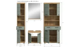 Badmöbel-Set SCHLOONSEE, 4 teilig, bestehend aus: Hochschrank, Waschbeckenunterschrank, Badspiegel, Hochschrank breit Schloonsee