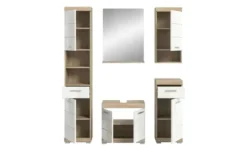 Badmöbel-Set SCHLOONSEE, 5 teilig, bestehend aus: Hochschrank, WBU, Spiegel, Unterschrank, Hängeschrank Schloonsee
