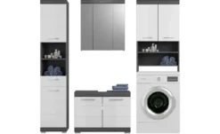 Badmöbel-Set SCHLOONSEE, 4 teilig, bestehend aus: Hochschrank, WBU, Spiegelschrank, Waschmaschinenumbauschrank Schloonsee