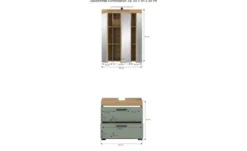 Badmöbel-Set SCHLOONSEE, 2 teilig, inklusive LED Beleuchtung, bestehend aus: Waschbeckenunterschrank, Spiegelschrank, LED Badaufsatzleuchte Schloonsee