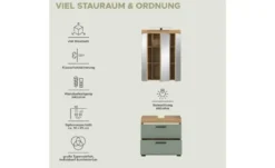 Badmöbel-Set SCHLOONSEE, 2 teilig, inklusive LED Beleuchtung, bestehend aus: Waschbeckenunterschrank, Spiegelschrank, LED Badaufsatzleuchte Schloonsee