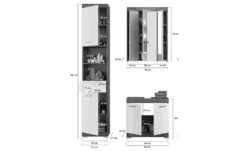 Badmöbel-Set SCHLOONSEE, 3 teilig, bestehend aus: Hochschrank, Waschbeckenunterschrank, Spiegelschrank Schloonsee