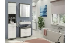 Badmöbel-Set SCHLOONSEE, 3 teilig, bestehend aus: Hochschrank, Waschbeckenunterschrank, Spiegelschrank, Hochschrank, Waschbeckenunterschrank, Spiegelschrank Schloonsee