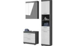 Badmöbel-Set SCHLOONSEE, 3 teilig, bestehend aus: Hochschrank, Waschbeckenunterschrank, Spiegelschrank, Hochschrank, Waschbeckenunterschrank, Spiegelschrank Schloonsee