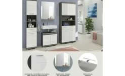 Badmöbel-Set SCHLOONSEE, 4 teilig, bestehend aus: Hochschrank, Waschbeckenunterschrank, Badspiegel, Hochschrank breit Schloonsee