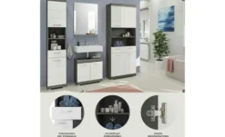 Badmöbel-Set SCHLOONSEE, 4 teilig, bestehend aus: Hochschrank, Waschbeckenunterschrank, Badspiegel, Hochschrank breit Schloonsee