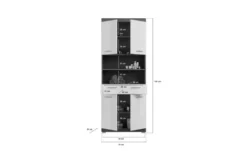 Badmöbel-Set SCHLOONSEE, 4 teilig, bestehend aus: Hochschrank, Waschbeckenunterschrank, Badspiegel, Hochschrank breit Schloonsee