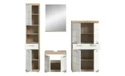 Badmöbel-Set SCHLOONSEE, 4 teilig, bestehend aus: Hochschrank, Waschbeckenunterschrank, Badspiegel, Midischrank Schloonsee