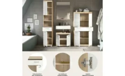 Badmöbel-Set SCHLOONSEE, 4 teilig, bestehend aus: Hochschrank, Waschbeckenunterschrank, Badspiegel, Midischrank Schloonsee