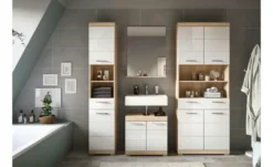 Badmöbel-Set SCHLOONSEE, 4 teilig, bestehend aus: Hochschrank, Waschbeckenunterschrank, Badspiegel, Midischrank Schloonsee