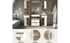Badmöbel-Set SCHLOONSEE, 5 teilig, bestehend aus: Hochschrank, WBU, Spiegel, Unterschrank, Hängeschrank Schloonsee