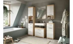 Badmöbel-Set SCHLOONSEE, 5 teilig, bestehend aus: Hochschrank, WBU, Spiegel, Unterschrank, Hängeschrank Schloonsee