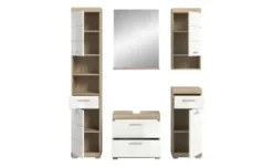 Badmöbel-Set SCHLOONSEE, 5 teilig, bestehend aus: Hochschrank, WBU, Spiegel, Unterschrank, Hängeschrank Schloonsee