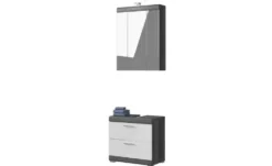 Badmöbel-Set SCHLOONSEE, 2 teilig, inklusive LED Beleuchtung, bestehend aus: Waschbeckenunterschrank, Spiegelschrank, LED Badaufsatzleuchte Schloonsee