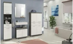 Badmöbel-Set SCHLOONSEE, 4 teilig, bestehend aus: Hochschrank, Waschbeckenunterschrank, Badspiegel, Midischrank Schloonsee