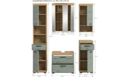Badmöbel-Set SCHLOONSEE, 5 teilig, bestehend aus: Hochschrank, WBU, Spiegelschrank, Unterschrank, Hängeschrank Schloonsee