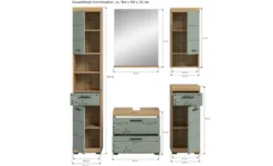 Badmöbel-Set SCHLOONSEE, 5 teilig, bestehend aus: Hochschrank, WBU, Spiegel, Unterschrank, Hängeschrank Schloonsee