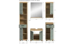Badmöbel-Set SCHLOONSEE, 5 teilig, bestehend aus: Hochschrank, WBU, Spiegel, Unterschrank, Hängeschrank Schloonsee