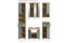 Badmöbel-Set SCHLOONSEE, 5 teilig, bestehend aus: Hochschrank, WBU, Spiegelschrank, Unterschrank, Hängeschrank Schloonsee