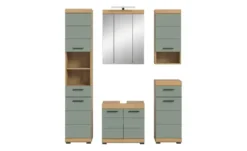 Badmöbel-Set SCHLOONSEE, 5 teilig, inklusive LED Beleuchtung, bestehend aus: Hochschrank, WBU, Spiegelschrank, Unterschrank, Hängeschrank Schloonsee