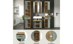 Badmöbel-Set SCHLOONSEE, 5 teilig, inklusive LED Beleuchtung, bestehend aus: Hochschrank, WBU, Spiegelschrank, Unterschrank, Hängeschrank Schloonsee
