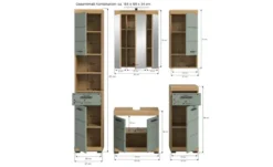 Badmöbel-Set SCHLOONSEE, 5 teilig, inklusive LED Beleuchtung, bestehend aus: Hochschrank, WBU, Spiegelschrank, Unterschrank, Hängeschrank Schloonsee