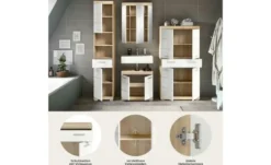 Badmöbel-Set SCHLOONSEE, 4 teilig, bestehend aus: Hochschrank, Waschbeckenunterschrank, Spiegelschrank, Midischrank Schloonsee