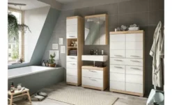 Badmöbel-Set SCHLOONSEE, 4 teilig, bestehend aus: Hochschrank, Waschbeckenunterschrank, Spiegelschrank, Midischrank Schloonsee