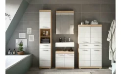 Badmöbel-Set SCHLOONSEE, 4 teilig, bestehend aus: Hochschrank, Waschbeckenunterschrank, Spiegelschrank, Midischrank Schloonsee
