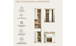 Badmöbel-Set SCHLOONSEE, 3 teilig, bestehend aus: Hochschrank, Waschbeckenunterschrank, Spiegel Schloonsee