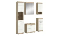 Badmöbel-Set SCHLOONSEE, 5 teilig, bestehend aus: Hochschrank, WBU, Spiegelschrank, Unterschrank, Hängeschrank Schloonsee