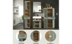Badmöbel-Set SCHLOONSEE, 4 teilig, bestehend aus: Hochschrank, Waschbeckenunterschrank, Badspiegel, Midischrank Schloonsee