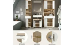 Badmöbel-Set SCHLOONSEE, 4 teilig, bestehend aus: Hochschrank, Waschbeckenunterschrank, Badspiegel, Hochschrank breit Schloonsee