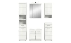 Badmöbel-Set SCHLOONSEE, 5 teilig, inklusive LED Beleuchtung, bestehend aus: Hochschrank, WBU, Spiegelschrank, Unterschrank, Hängeschrank Schloonsee