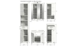 Badmöbel-Set SCHLOONSEE, 5 teilig, inklusive LED Beleuchtung, bestehend aus: Hochschrank, WBU, Spiegelschrank, Unterschrank, Hängeschrank Schloonsee