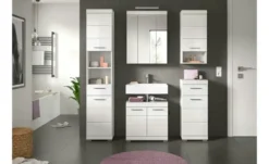 Badmöbel-Set SCHLOONSEE, 5 teilig, inklusive LED Beleuchtung, bestehend aus: Hochschrank, WBU, Spiegelschrank, Unterschrank, Hängeschrank Schloonsee