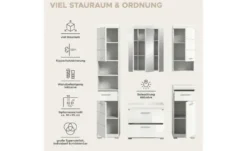Badmöbel-Set SCHLOONSEE, 5 teilig, inklusive LED Beleuchtung, bestehend aus: Hochschrank, WBU, Spiegelschrank, Unterschrank, Hängeschrank Schloonsee