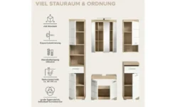 Badmöbel-Set SCHLOONSEE, 5 teilig, inklusive LED Beleuchtung, bestehend aus: Hochschrank, WBU, Spiegelschrank, Unterschrank, Hängeschrank Schloonsee