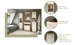 Badmöbel-Set SCHLOONSEE, 5 teilig, inklusive LED Beleuchtung, bestehend aus: Hochschrank, WBU, Spiegelschrank, Unterschrank, Hängeschrank Schloonsee