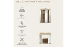 Badmöbel-Set SCHLOONSEE, 2 teilig, inklusive LED Beleuchtung, bestehend aus: Waschbeckenunterschrank, Spiegelschrank, LED Badaufsatzleuchte Schloonsee