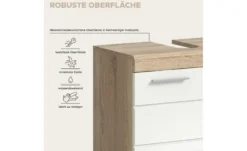 Badmöbel-Set SCHLOONSEE, 2 teilig, inklusive LED Beleuchtung, bestehend aus: Waschbeckenunterschrank, Spiegelschrank, LED Badaufsatzleuchte Schloonsee