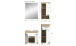 Badmöbel-Set SCHLOONSEE, 4 teilig, bestehend aus: Waschbeckenunterschrank, Spiegel, Unterschrank, Hängeschrank Schloonsee