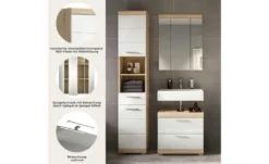 Badmöbel-Set SCHLOONSEE, 3 teilig, bestehend aus: Hochschrank, Waschbeckenunterschrank, Spiegelschrank, Hochschrank, Waschbeckenunterschrank, Spiegelschrank Schloonsee