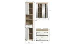 Badmöbel-Set SCHLOONSEE, 3 teilig, bestehend aus: Hochschrank, Waschbeckenunterschrank, Spiegelschrank, Hochschrank, Waschbeckenunterschrank, Spiegelschrank Schloonsee