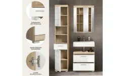Badmöbel-Set SCHLOONSEE, 3 teilig, bestehend aus: Hochschrank, Waschbeckenunterschrank, Spiegelschrank, Hochschrank, Waschbeckenunterschrank, Spiegelschrank Schloonsee