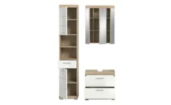 Badmöbel-Set SCHLOONSEE, 3 teilig, bestehend aus: Hochschrank, Waschbeckenunterschrank, Spiegelschrank, Hochschrank, Waschbeckenunterschrank, Spiegelschrank Schloonsee